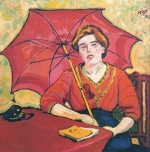 Леди в красном с зонтом. Макс Пештейн 1909